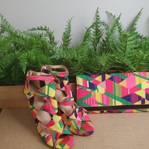 Liliana geometric print heel and purse set